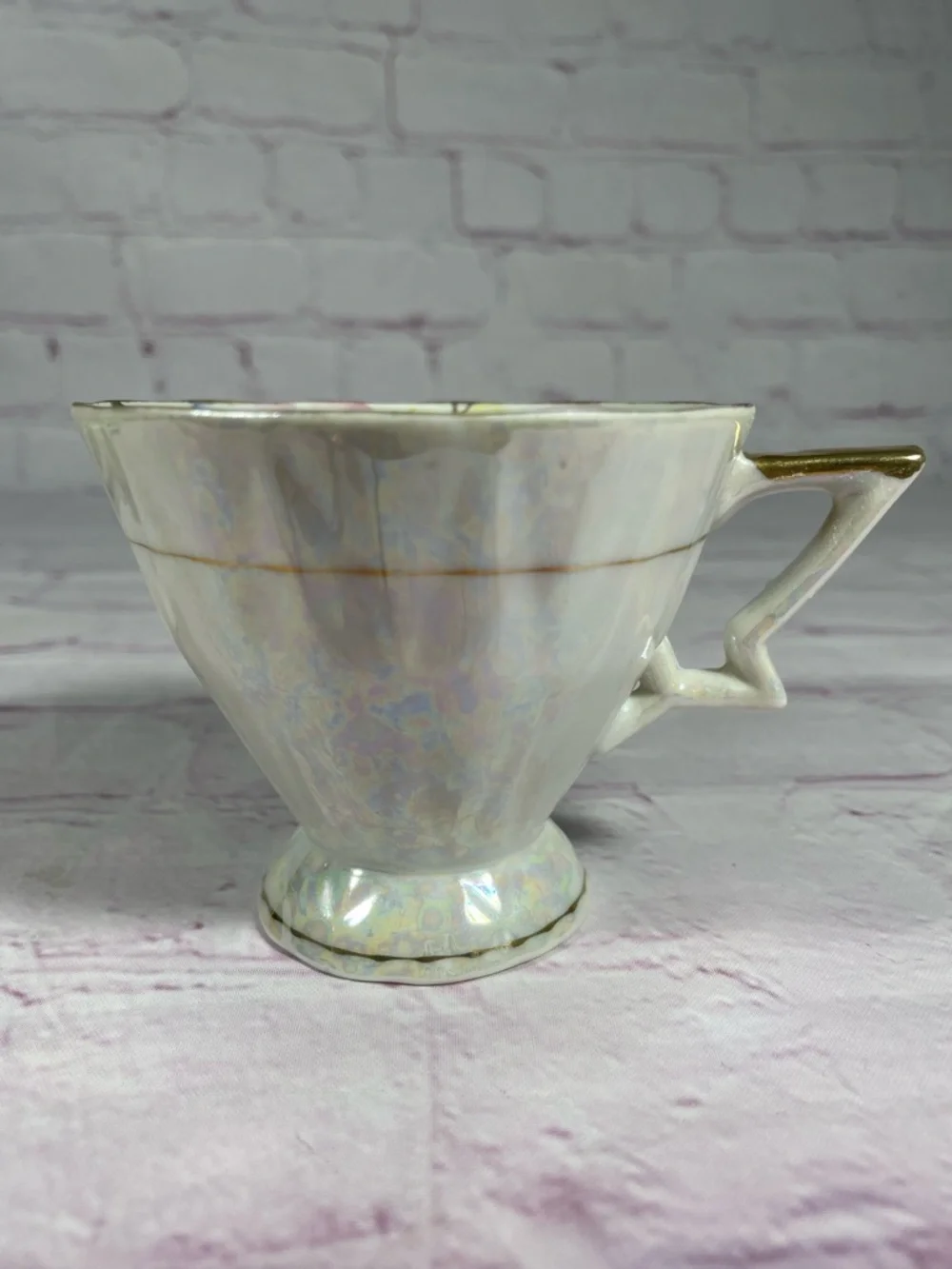Vintage Royal Carlton 7865 Iridescent Floral Gold Trim Footed Teacup and Saucer